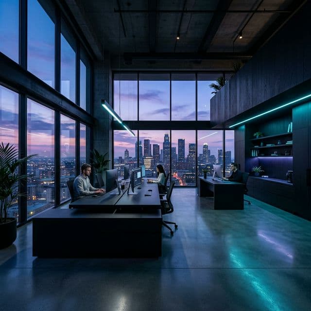 CodeClinch Studio Headquarters overlooking the city at dusk
