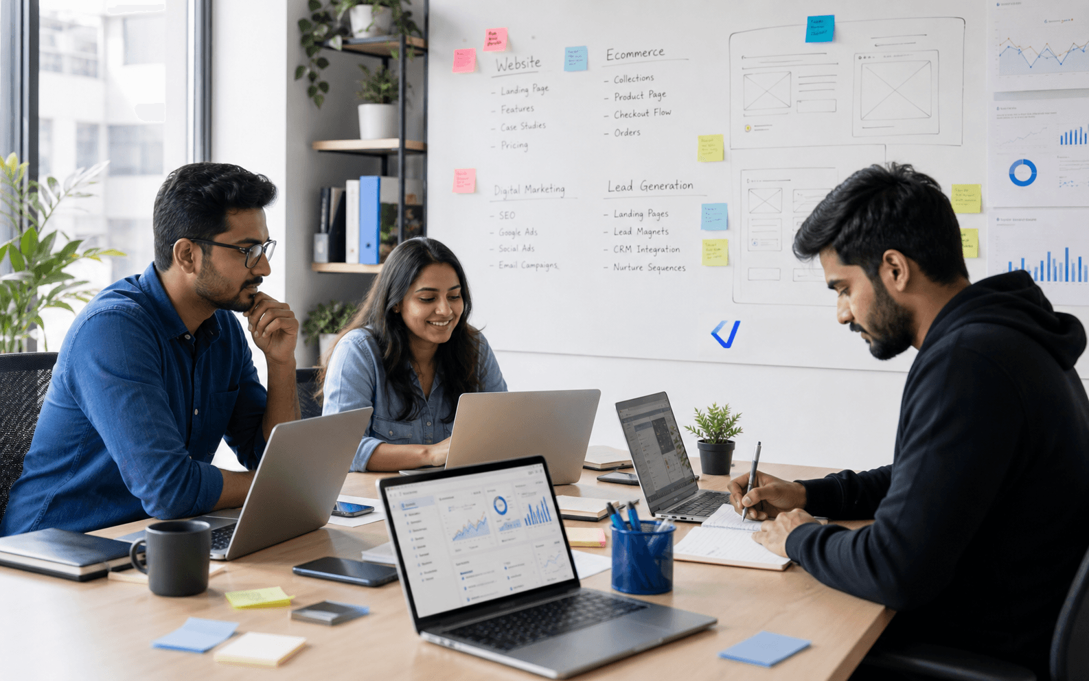 CodeClinch careers team planning web, marketing, and lead generation work
