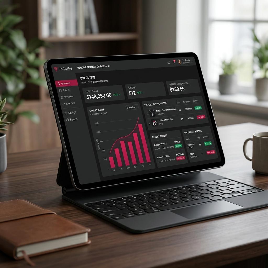Vendor inventory and order operations interface from the TruTrolley ecommerce platform